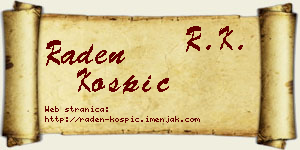 Raden Košpić vizit kartica